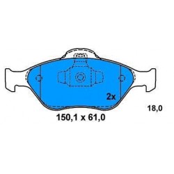 Front brake pads FORD FIESTA 1.4-1.6 TDCI SINCE 2000 FUSION 1.4-1.6