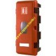 Red fire extinguisher upright